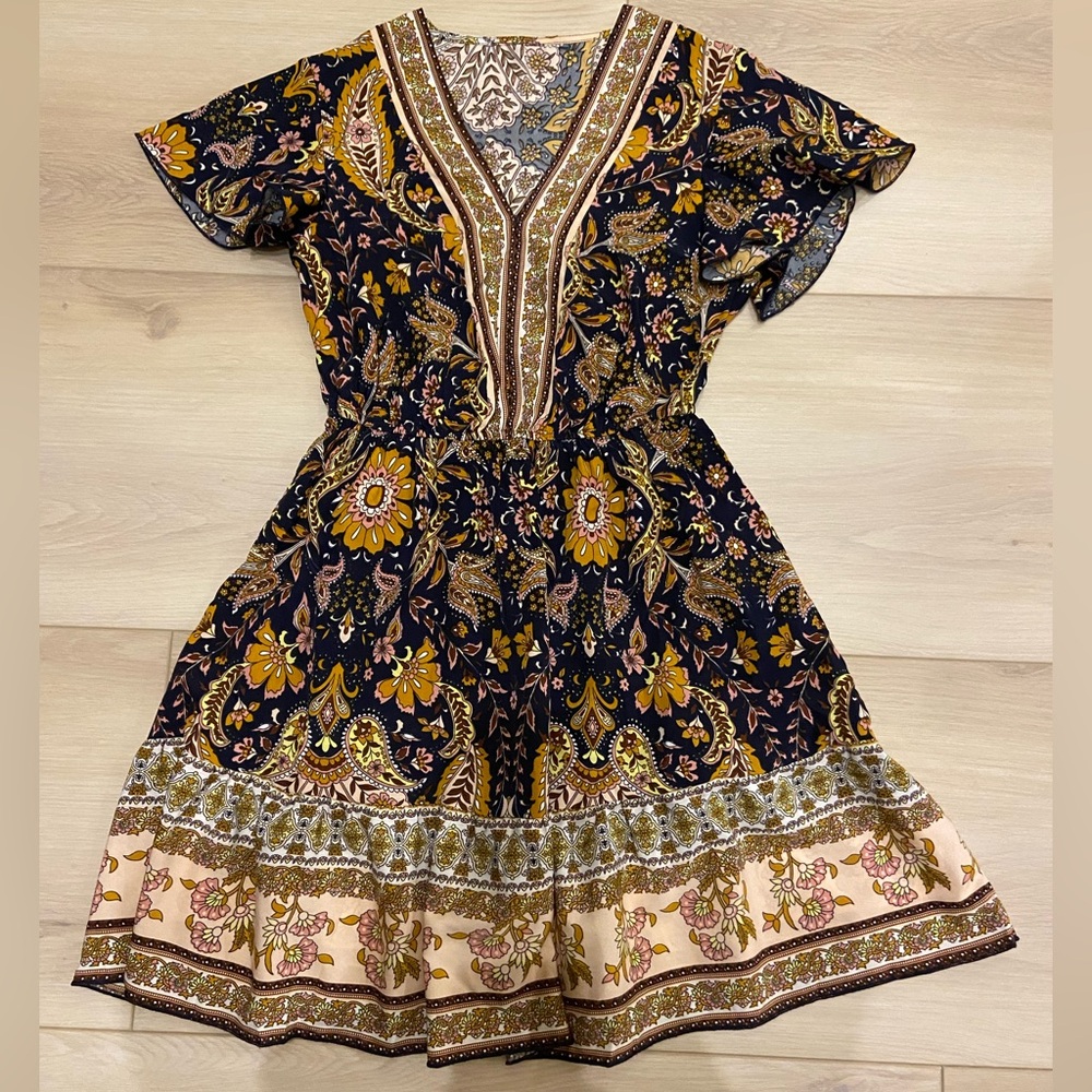 Adorable paisley mini boho sundress
